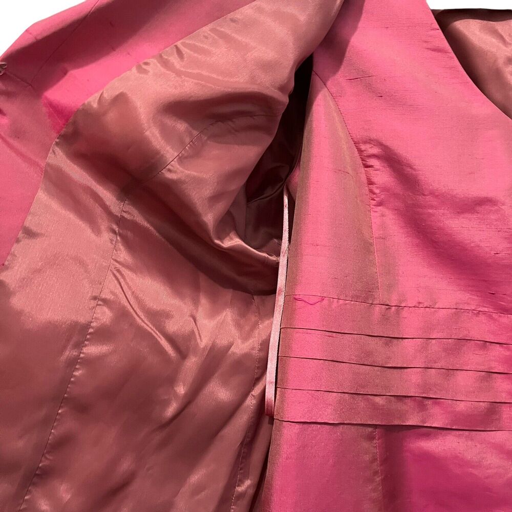 Dress Suit Vintage Womens 90s MILLER SHOR 100% Silk 2-piece Two-Tone Pink Tan 12 - Picture 4 of 16